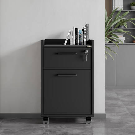 2 Çekmeceli Kilitli Keson-Siyah 40x56x40 cm