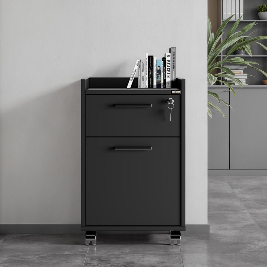 2 Çekmeceli Kilitli Keson-Siyah 40x56x40 cm - 1