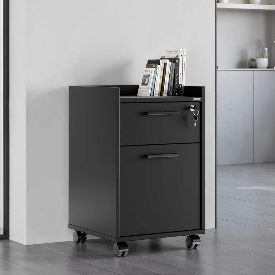 2 Çekmeceli Kilitli Keson-Siyah 40x56x40 cm - 2