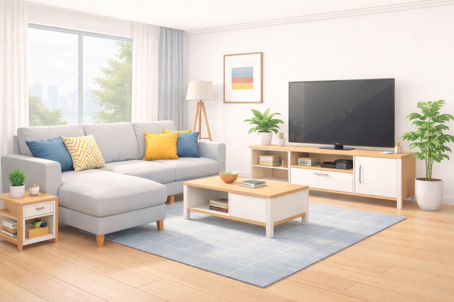 Salon için Modern & Fonksiyonel Mobilya Yerleşimi