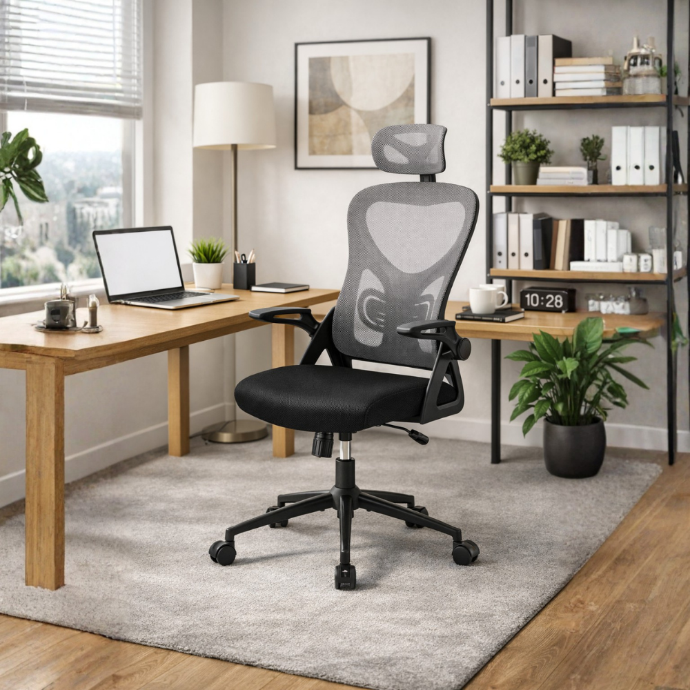 Action-X Yönetici ve Çalışma Koltuğu - File Siyah/Gri 58x117-127x64 cm - Adore Mobilya (1)