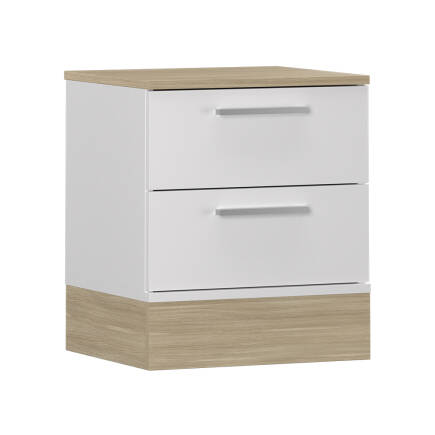 Base 2 Çekmeceli Komodin - İtalyan Meşe-Mat Beyaz 45x52x40 cm (GxYxD) - 4