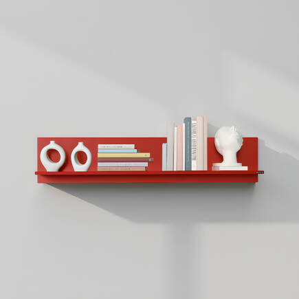 Dekoratif Duvar Rafı - Kırmızı 120x25x20 cm (GxYxD) 