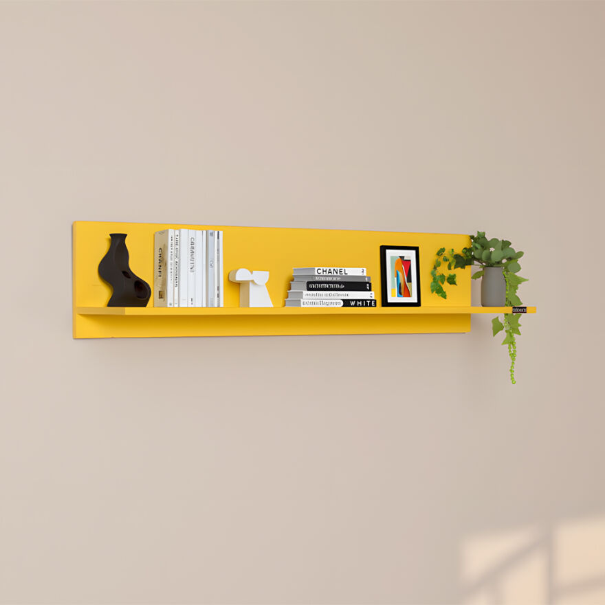 Dekoratif Duvar Rafı - Sarı 120x25x20 cm (GxYxD) - 1