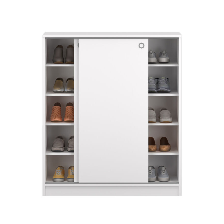 Diamond Sürgülü 5 Raflı Çok Amaçlı Dolap - Mat Beyaz 91x105x37 cm (GxYxD) - 5