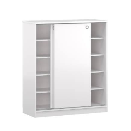 Diamond Sürgülü 5 Raflı Çok Amaçlı Dolap - Mat Beyaz 91x105x37 cm (GxYxD) - 6