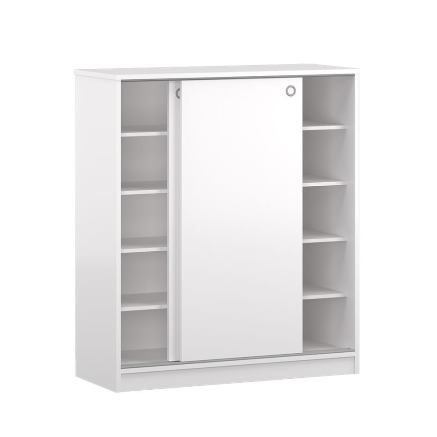 Diamond Sürgülü 5 Raflı Çok Amaçlı Dolap - Mat Beyaz 91x105x37 cm (GxYxD) - 6