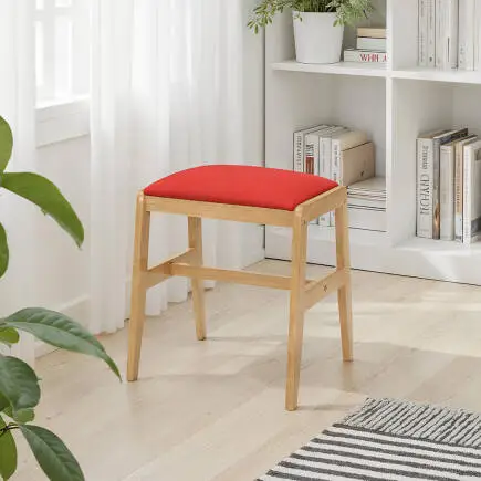 Fit Minderli Ahşap Tabure - Kırmızı 41x40x47,5 cm (GxYxD) - 1