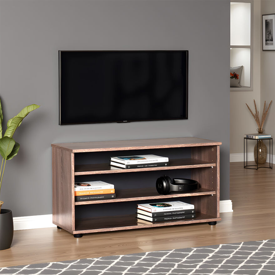 Flat Line 3 Bölmeli Tv Sehpası - Latte 90x48x35 cm (GxYxD) - 1