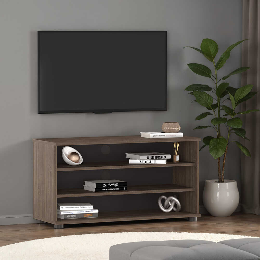 Flat Line 3 Bölmeli Tv Sehpası - Latte 90x48x35 cm (GxYxD)