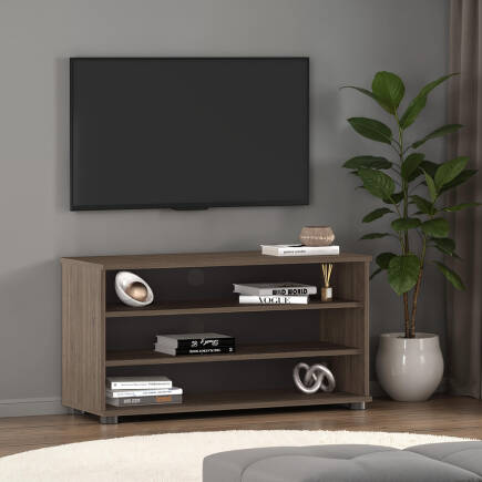 Flat Line 3 Bölmeli Tv Sehpası - Latte 90x48x35 cm (GxYxD) - Adore Mobilya