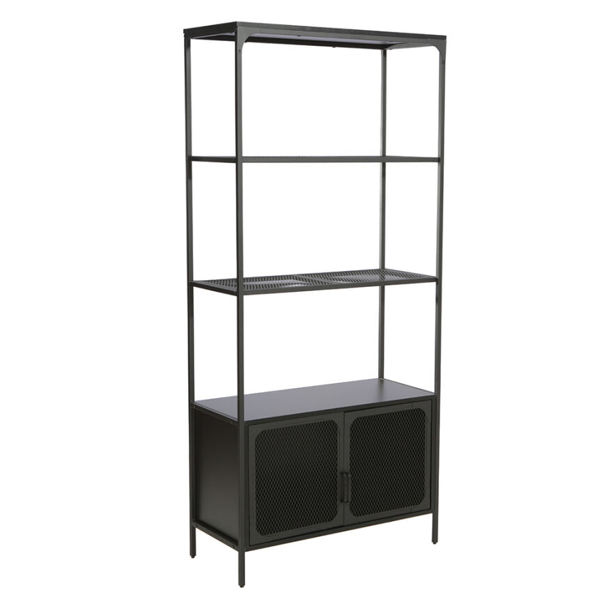 Adore Gaming Cage Metal Kitaplık Siyah 80x177x36 cm - 1