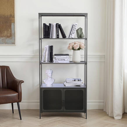 Adore Gaming Cage Metal Kitaplık - Siyah 80x177x36 cm - 1