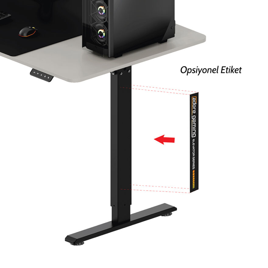 Adore Gaming Elevator Yükseklik Ayarlı Oyuncu ve Bilgisayar Masası-Vizon 160x72-117x70 cm - 11