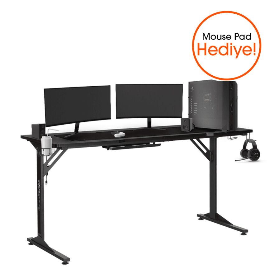 Adore Gaming Feed Oyuncu ve Bilgisayar Masası-Siyah 160x76x60 cm (GxYxD) - 1