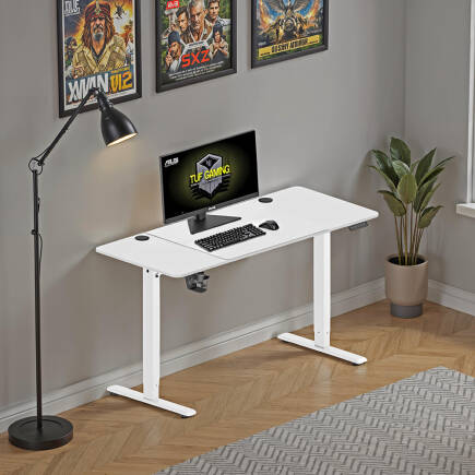 Adore Gaming Maestro-X Yükseklik Ayarlı Oyuncu Masası - Beyaz 140x72-117x60 cm - 4
