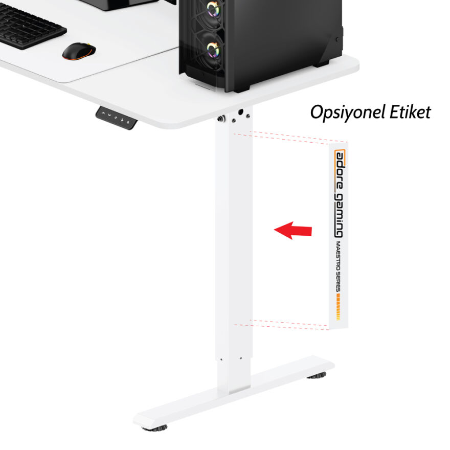 Adore Gaming Mestro Yükseklik Ayarlı Oyuncu ve Bilgisayar Masası-Beyaz 140x72-117x60 cm - 10