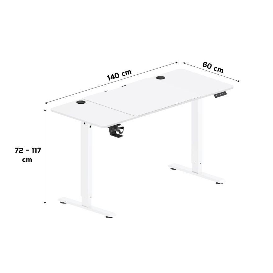 Adore Gaming Mestro Yükseklik Ayarlı Oyuncu ve Bilgisayar Masası-Beyaz 140x72-117x60 cm - 11