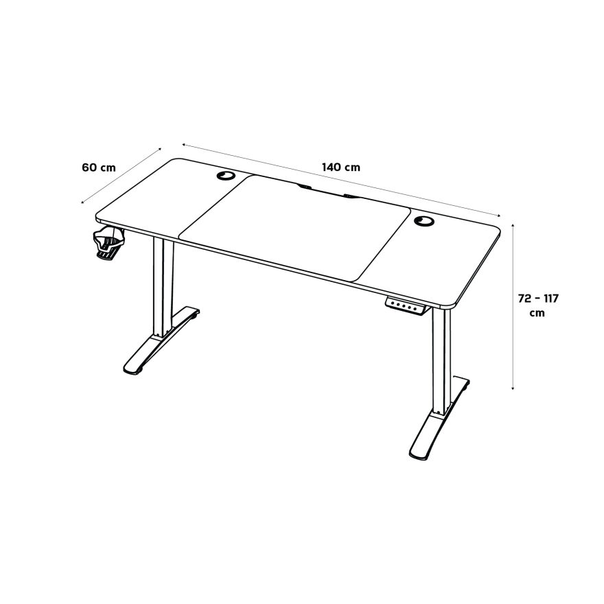 Adore Gaming Mestro Yükseklik Ayarlı Oyuncu ve Bilgisayar Masası-Beyaz 140x72-117x60 cm - 12