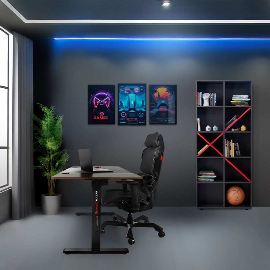 Adore Gaming Mestro Yükseklik Ayarlı Oyuncu ve Bilgisayar Masası-Ceviz 140x72-117x60 cm - 7