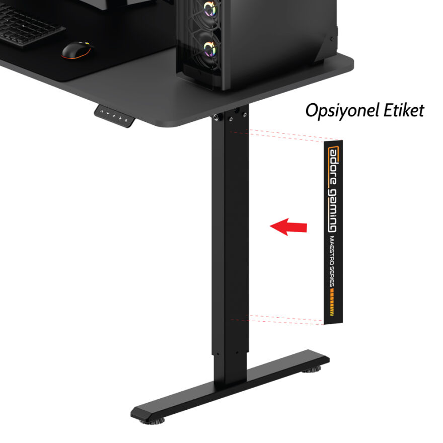 Adore Gaming Mestro Yükseklik Ayarlı Oyuncu ve Bilgisayar Masası-Siyah 140x72-117x60 cm - 10