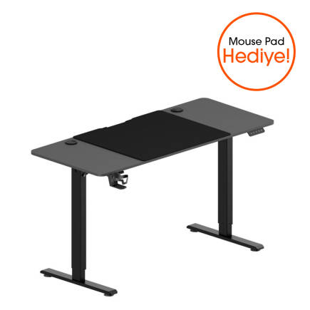 Adore Gaming Mestro Yükseklik Ayarlı Oyuncu ve Bilgisayar Masası-Siyah 140x72-117x60 cm - 1