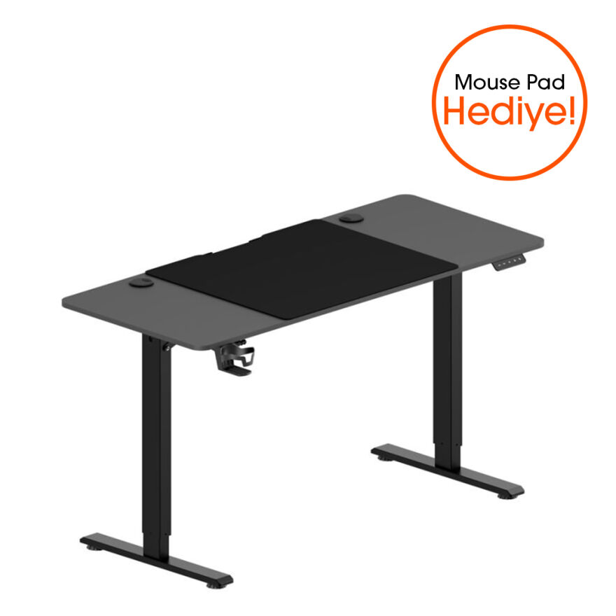 Adore Gaming Mestro Yükseklik Ayarlı Oyuncu ve Bilgisayar Masası-Siyah 140x72-117x60 cm - 1