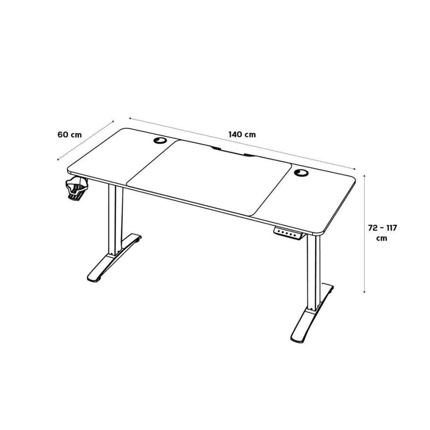 Adore Gaming Mestro Yükseklik Ayarlı Oyuncu ve Bilgisayar Masası-Vizon 140x72-117x60 cm - 12