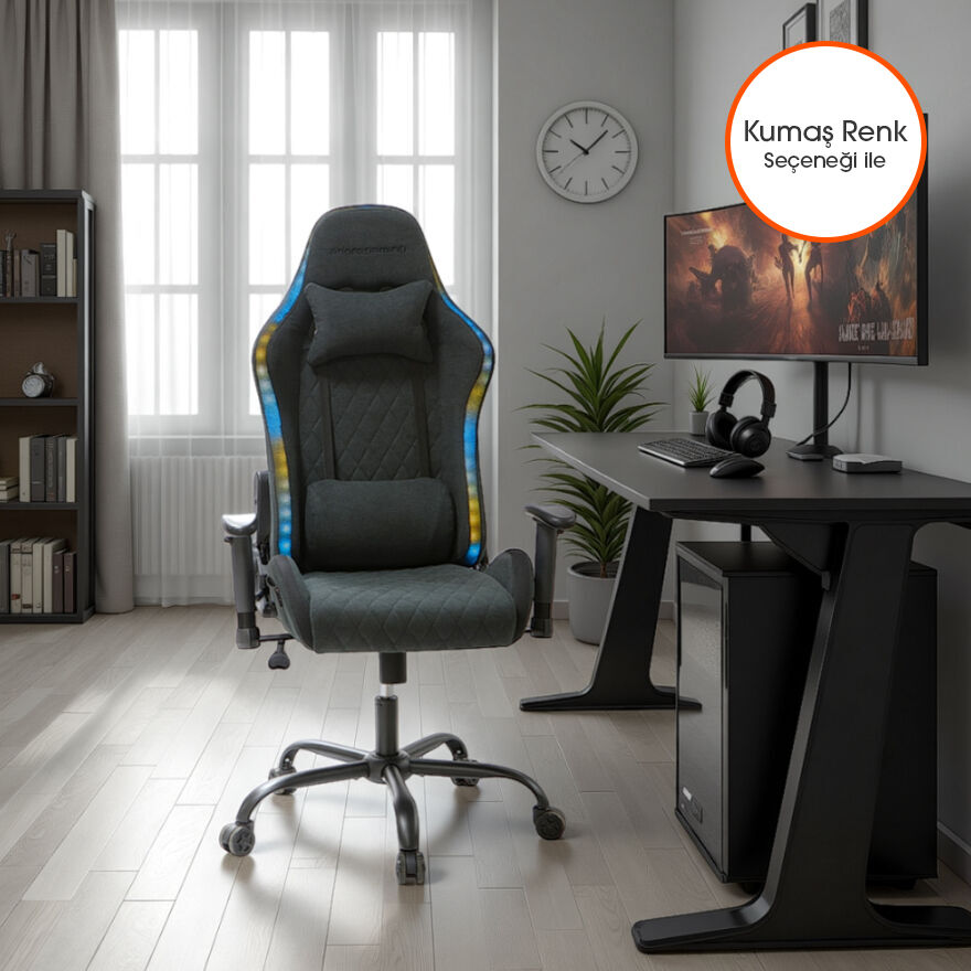 Adore Gaming Prime-X Pofesyonel Oyuncu ve Yönetici Koltuğu - Koyu Gri Kumaş 69x119.5-130x76 cm - 2