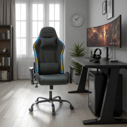 Adore Gaming Prime-X Pofesyonel Oyuncu ve Yönetici Koltuğu - Koyu Gri Kumaş 69x119.5-130x76 cm 