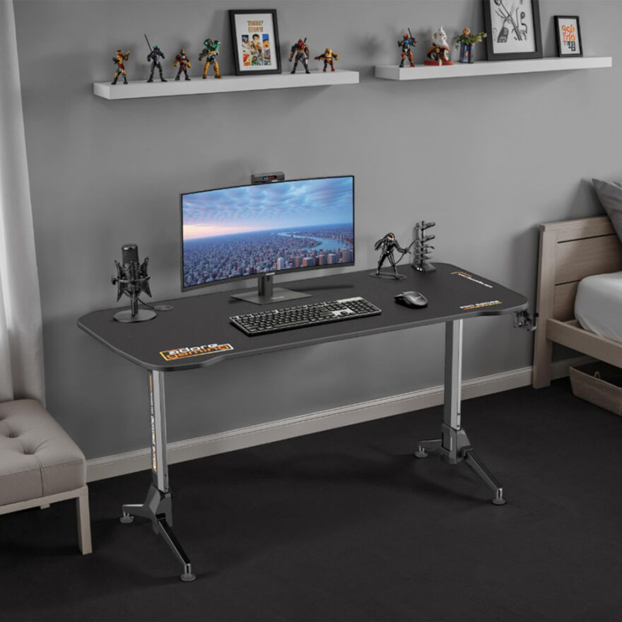 Adore Gaming Karbon Çelik Gövde Oyuncu Bilgisayar Masası-Siyah 160x70-75-80x75 cm (GxYxD) - 4
