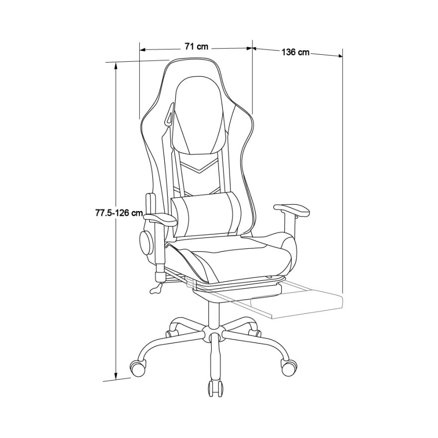 Adore Gaming ProX Oyuncu Koltuğu Siyah / Kırmızı S.Deri 71x77,5-126x136 cm - 12