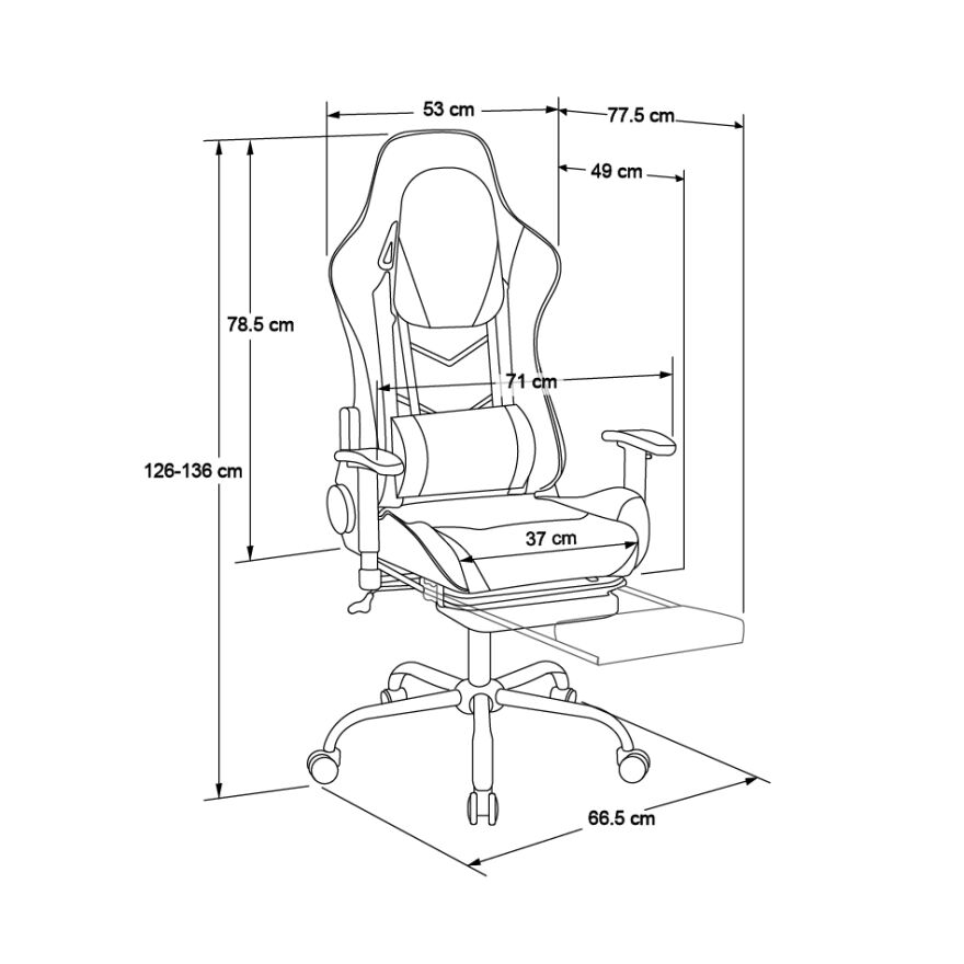 Adore Gaming ProX Oyuncu Koltuğu Siyah S. Deri 71x126-136x77,5 cm - 13