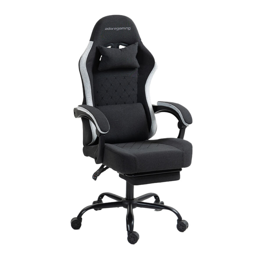 Adore Gaming Throne Oyuncu Koltuğu - Siyah/Gri Kumaş 62x117-127x62 cm - 1