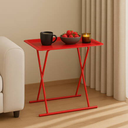 Handy Mate Tepsili Katlanabilir Sehpa - Nar Çiçeği 52x66x32,5 cm (GxYxD) 