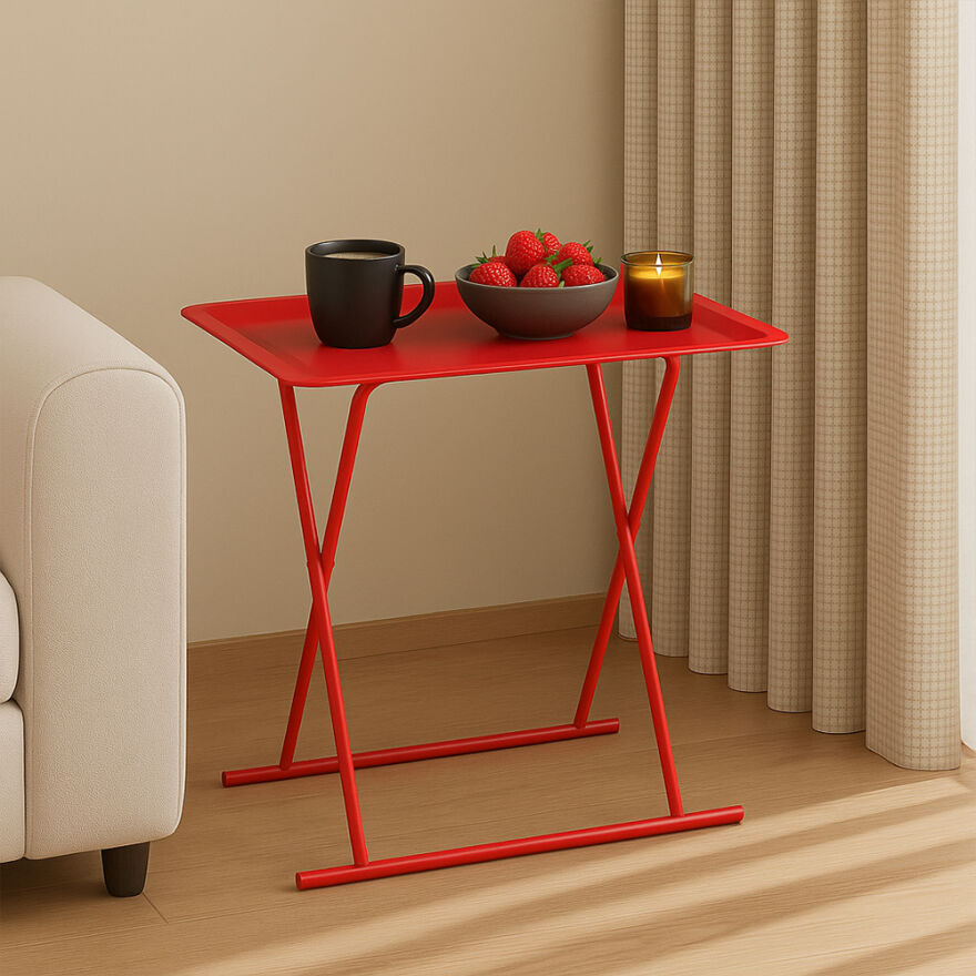 Handy Mate Tepsili Katlanabilir Sehpa - Nar Çiçeği 52x66x32,5 cm (GxYxD) - 1