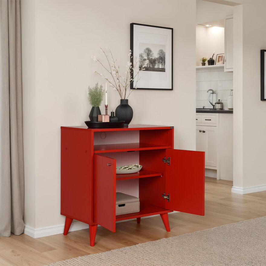 London Çok Amaçlı Dolap - Kırmızı 73x79x42 cm (GxYxD) - 2