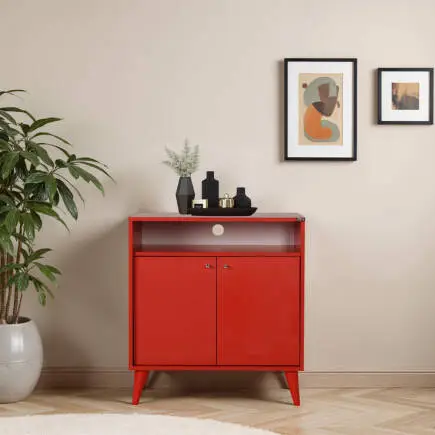 London Çok Amaçlı Dolap - Kırmızı 73x79x42 cm (GxYxD) - 1