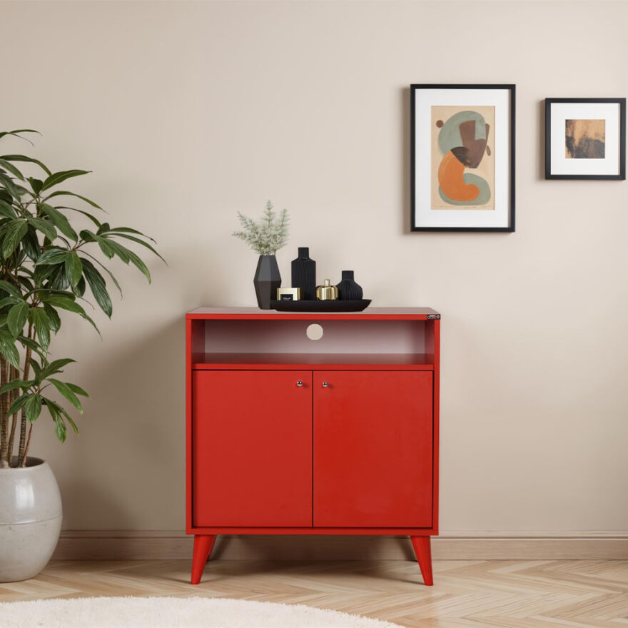 London Çok Amaçlı Dolap - Kırmızı 73x79x42 cm (GxYxD) - 1