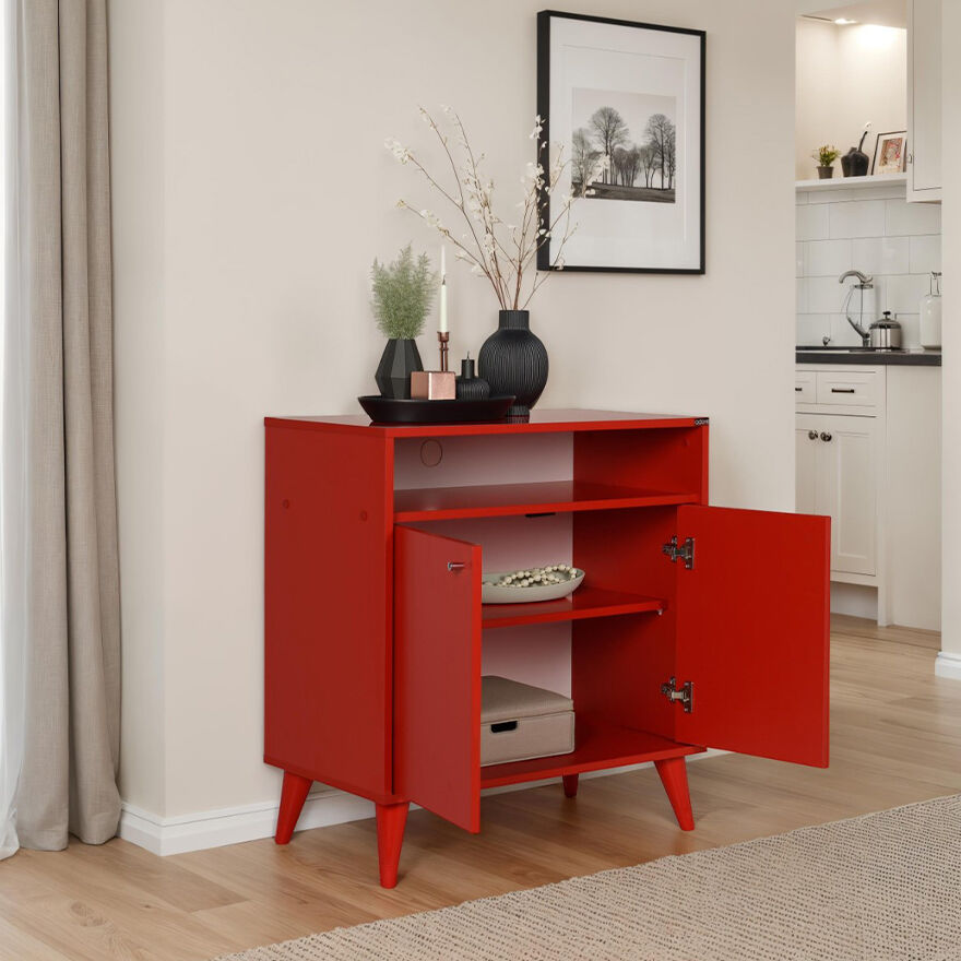 London Çok Amaçlı Dolap - Kırmızı 73x79x42 cm (GxYxD) - 2