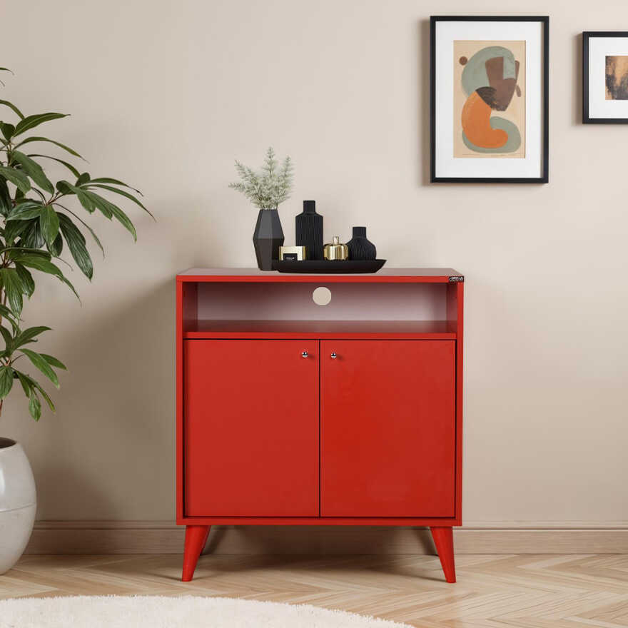 London Çok Amaçlı Dolap - Kırmızı 73x79x42 cm (GxYxD)
