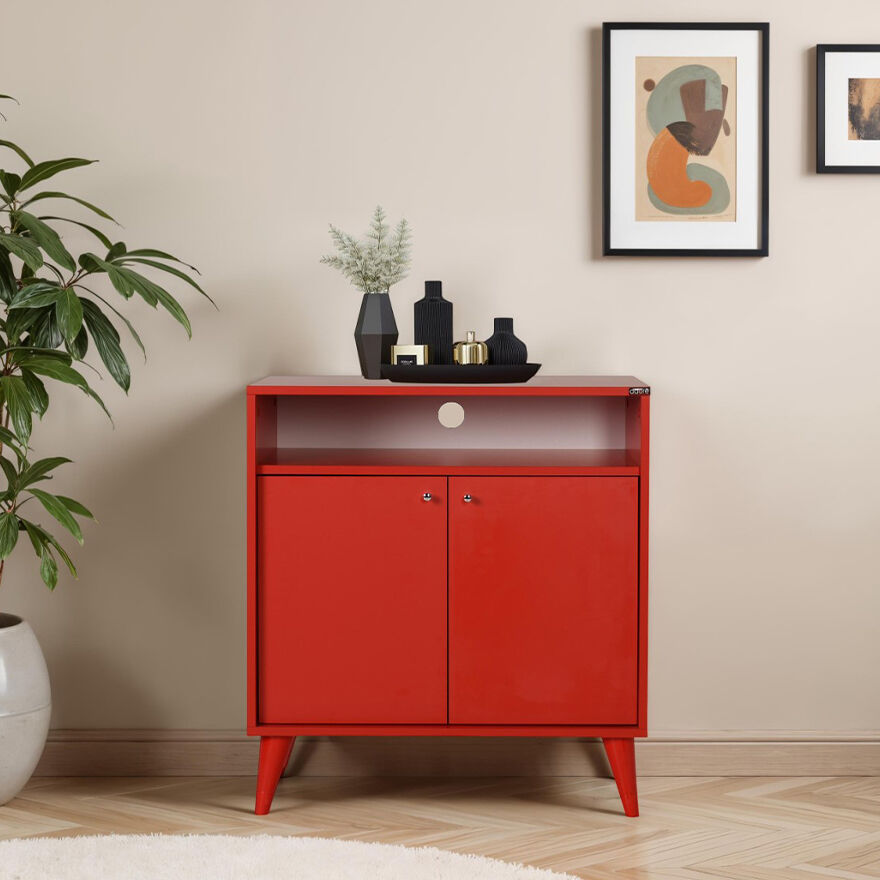 London Çok Amaçlı Dolap - Kırmızı 73x79x42 cm (GxYxD) - 1
