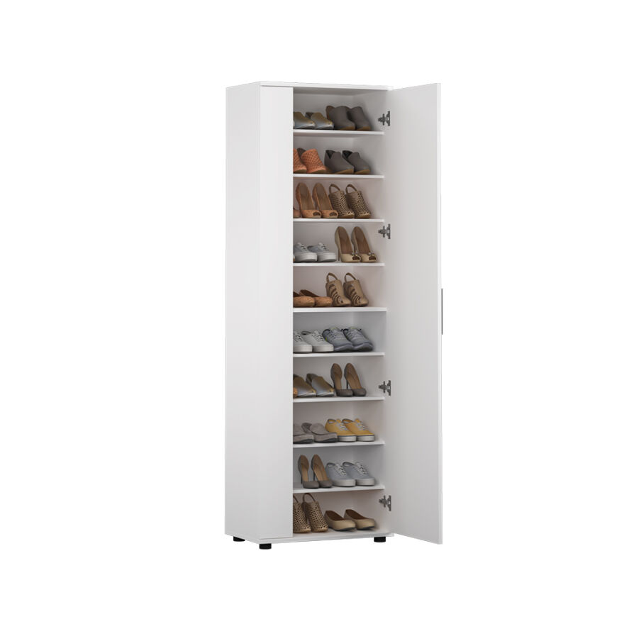 Porto 10 Raflı Kapaklı ve Aynalı Ayakkabılık-Mat Beyaz 60x187x35 cm (GxYxD) - 4