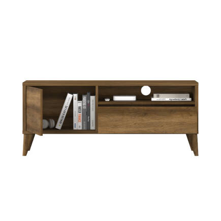 Retro Çekmeceli Tv Sehpası - Koyu Ceviz (Oslo Ceviz) 120x50x40 cm (GxYxD) - 3