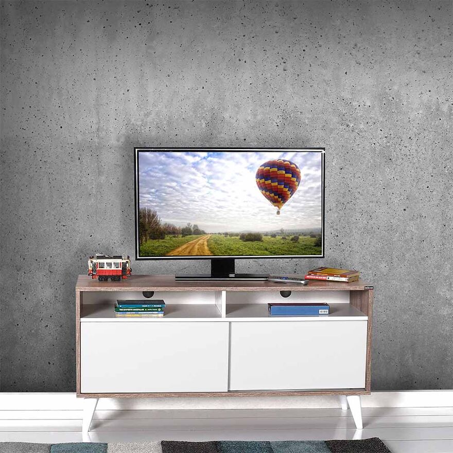 Retro Slide Tv Sehpası Latte-Mat Lake Beyaz 120x60x40 cm (GxYxD) - 2