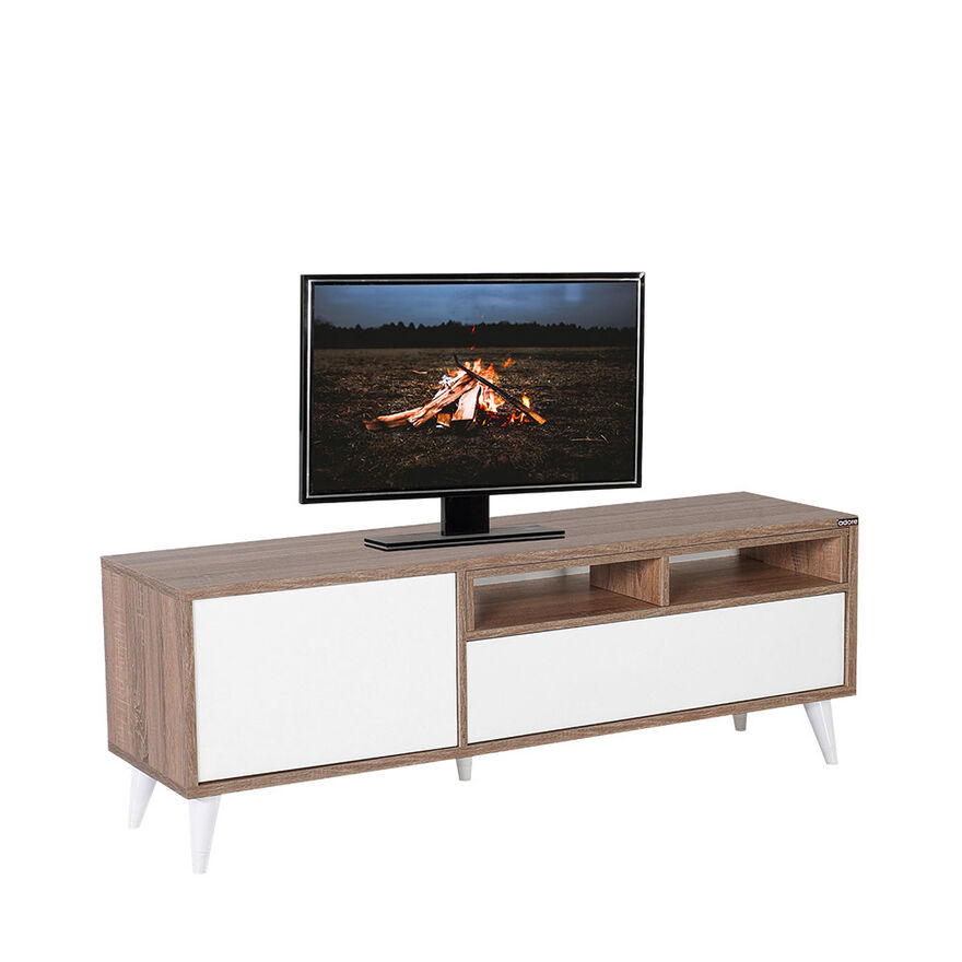 Retro Wide Tv Sehpası - Latte- Mat Lake Beyaz 150x53x40 cm (GxYxD) - 1