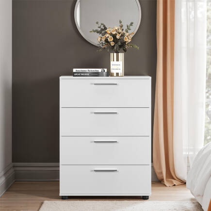 Trendline 4 Çekmeceli Şifonyer - Mat Beyaz 73x96x44 cm (GxYxD) - Adore Mobilya (1)