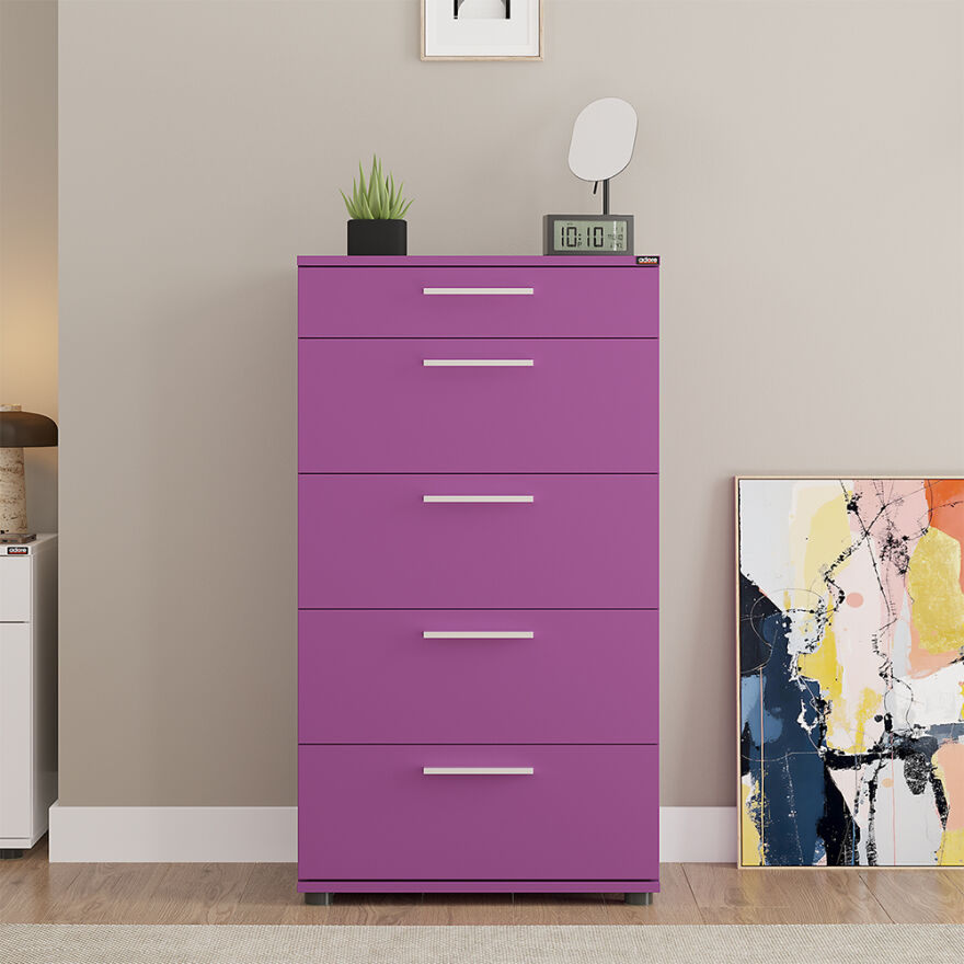 Trendline 5 Çekmeceli Şifonyer - Mor 60x108x44 cm (GxYxD) - 1