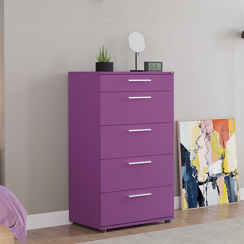 Trendline 5 Çekmeceli Şifonyer - Mor 60x108x44 cm (GxYxD) - Adore Mobilya (1)