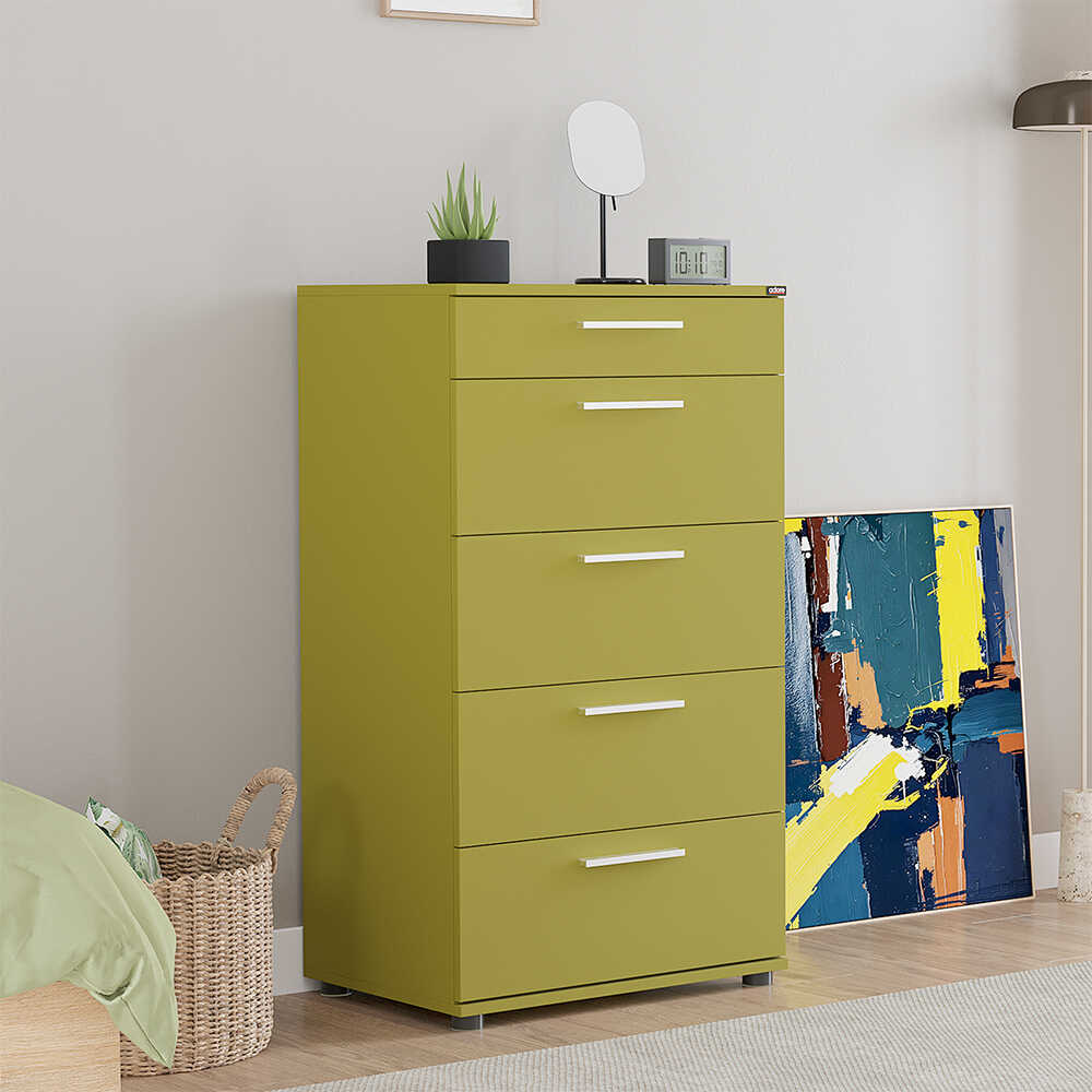 Trendline 5 Çekmeceli Şifonyer - Yeşil 60x108x44 cm (GxYxD) - Adore Mobilya (1)
